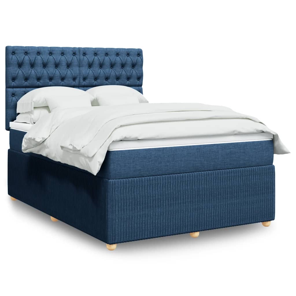 Boxspringbett mit Matratze Blau 160x200 cm Stoff