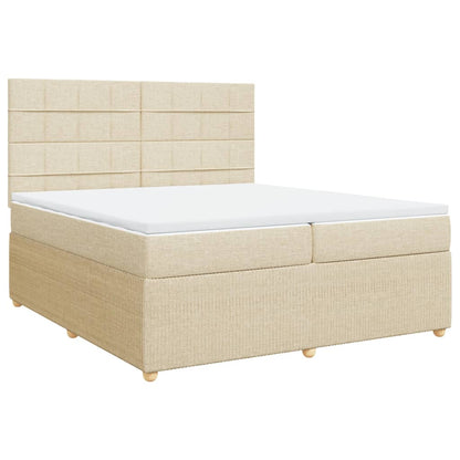 Boxspringbett mit Matratze Creme 200x200 cm Stoff