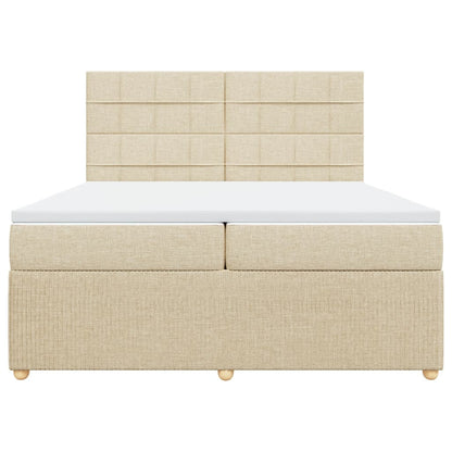 Boxspringbett mit Matratze Creme 200x200 cm Stoff