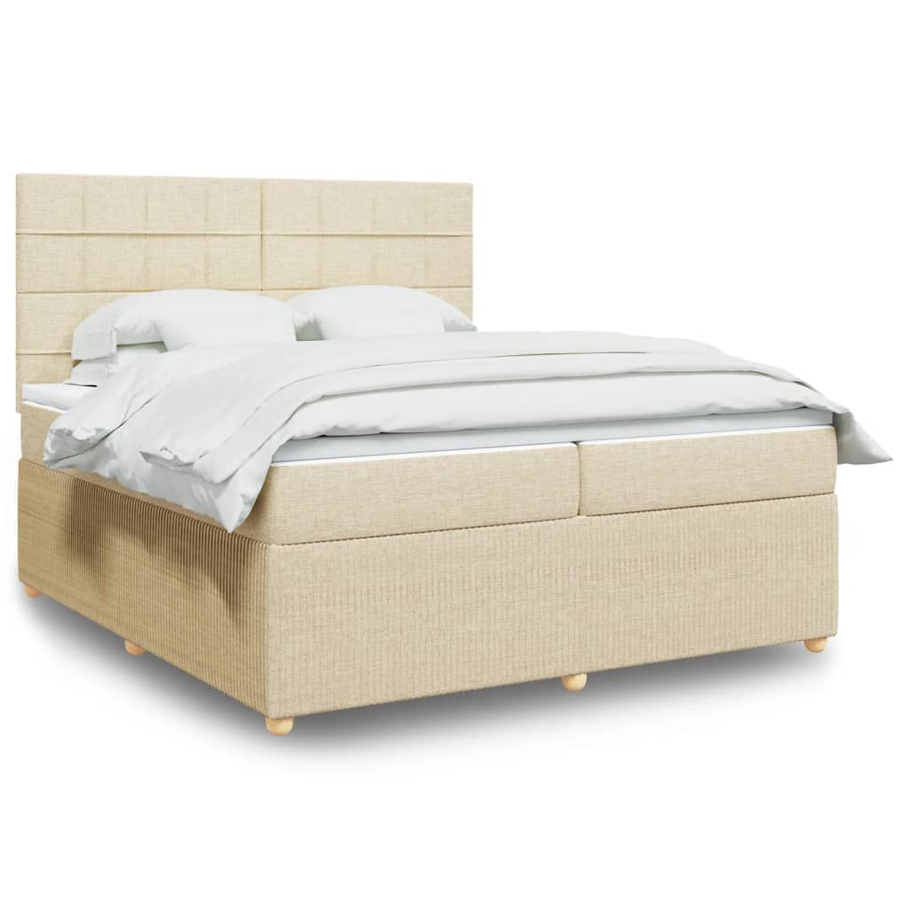 Boxspringbett mit Matratze Creme 200x200 cm Stoff