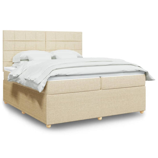 Boxspringbett mit Matratze Creme 200x200 cm Stoff