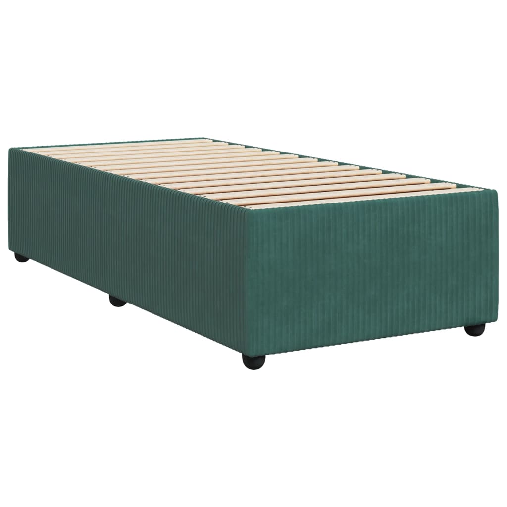 Boxspringbett mit Matratze Dunkelgrün 90x190 cm Samt