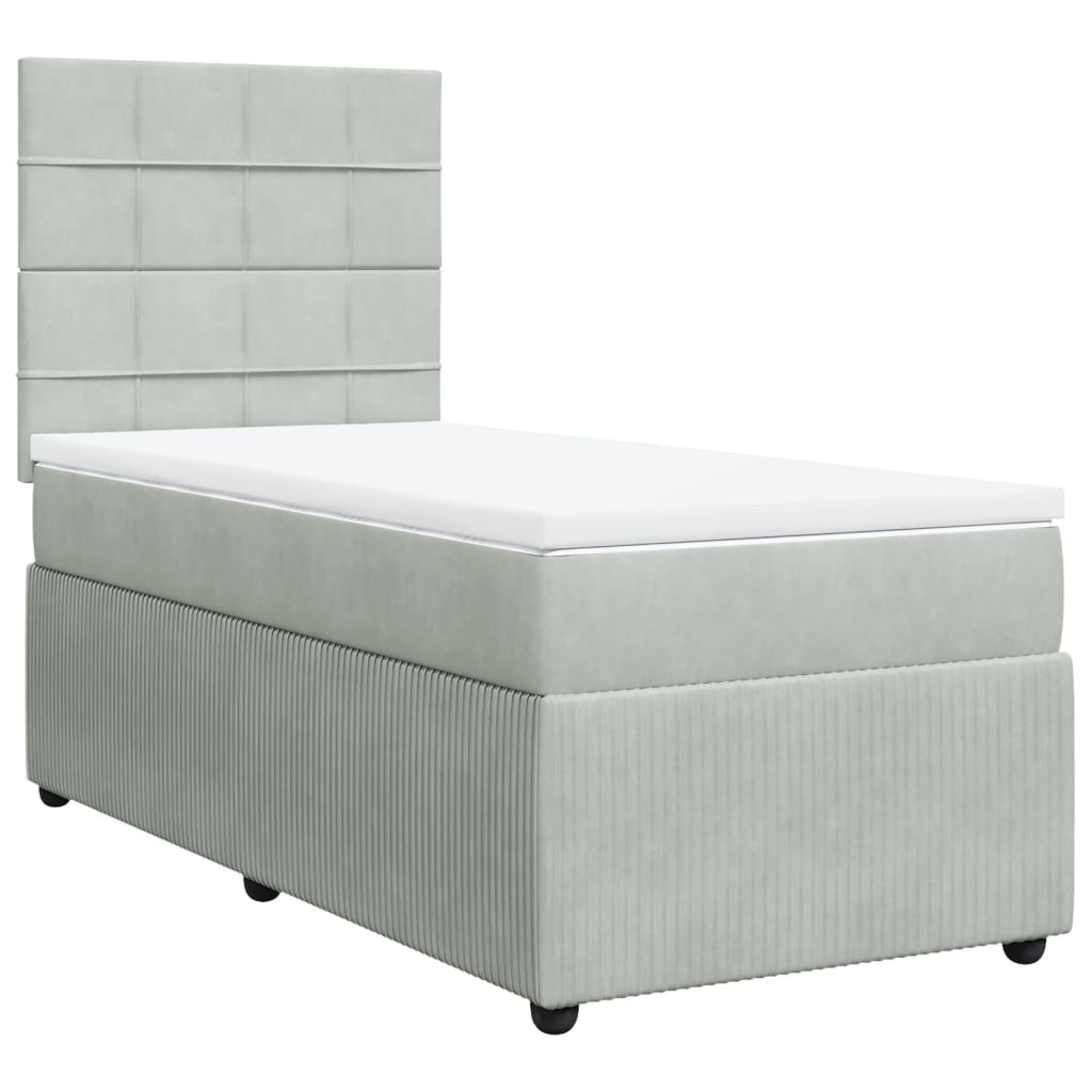 Boxspringbett mit Matratze Hellgrau 90x200 cm Samt