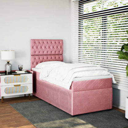 Boxspringbett mit Matratze Rosa 90x200 cm Samt