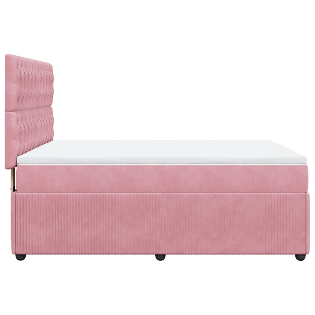 Boxspringbett mit Matratze Rosa 140x200 cm Samt