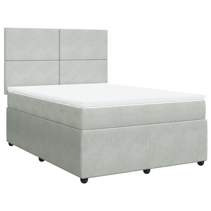 Boxspringbett mit Matratze Hellgrau 160x200 cm Samt