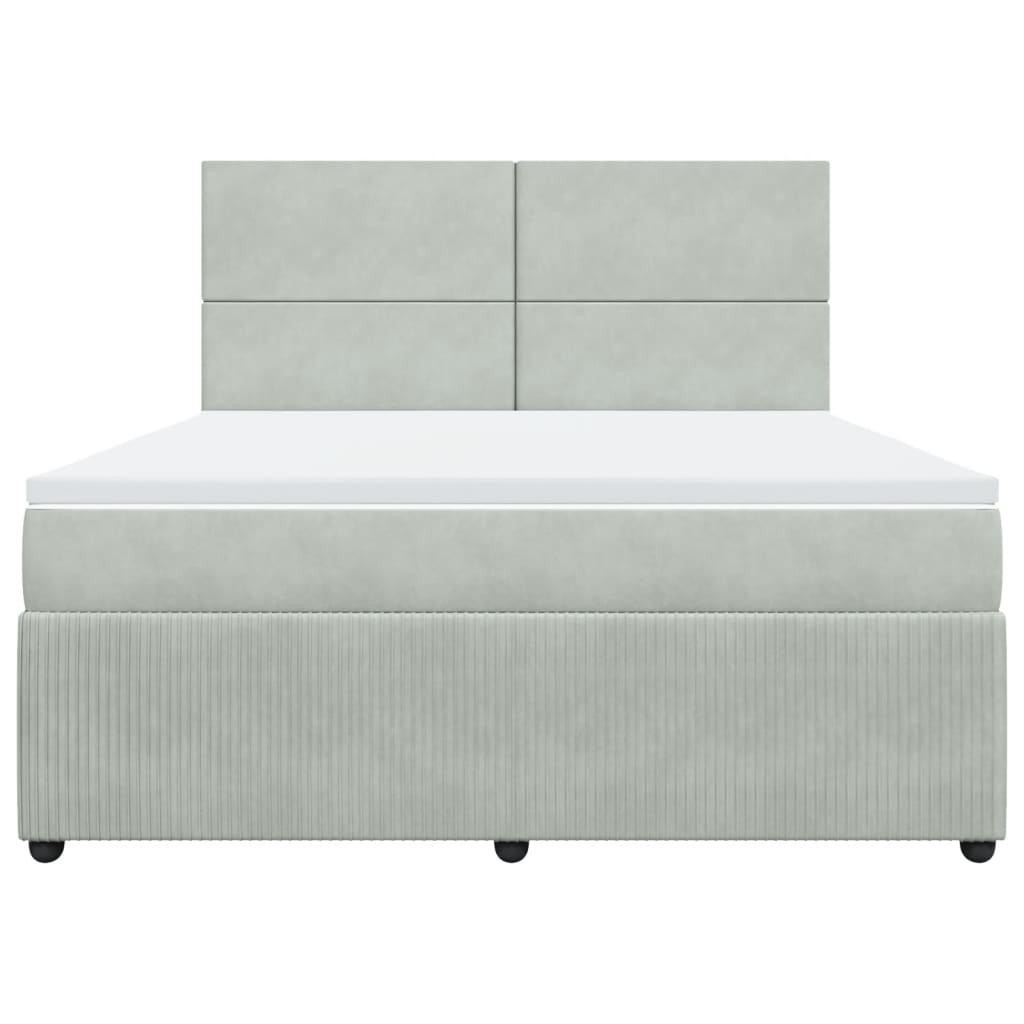 Boxspringbett mit Matratze Hellgrau 180x200 cm Samt