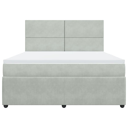 Boxspringbett mit Matratze Hellgrau 180x200 cm Samt