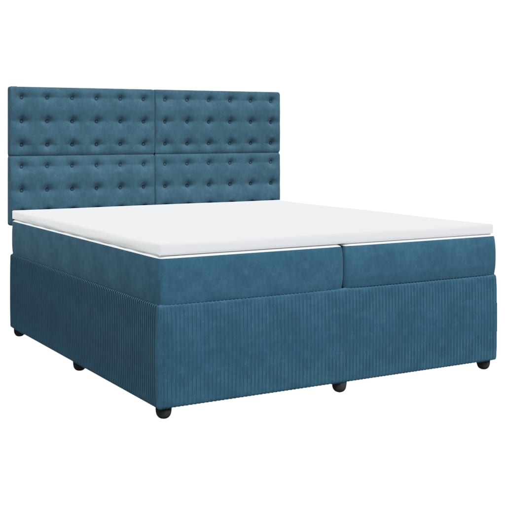 Boxspringbett mit Matratze Blau 200x200 cm Samt