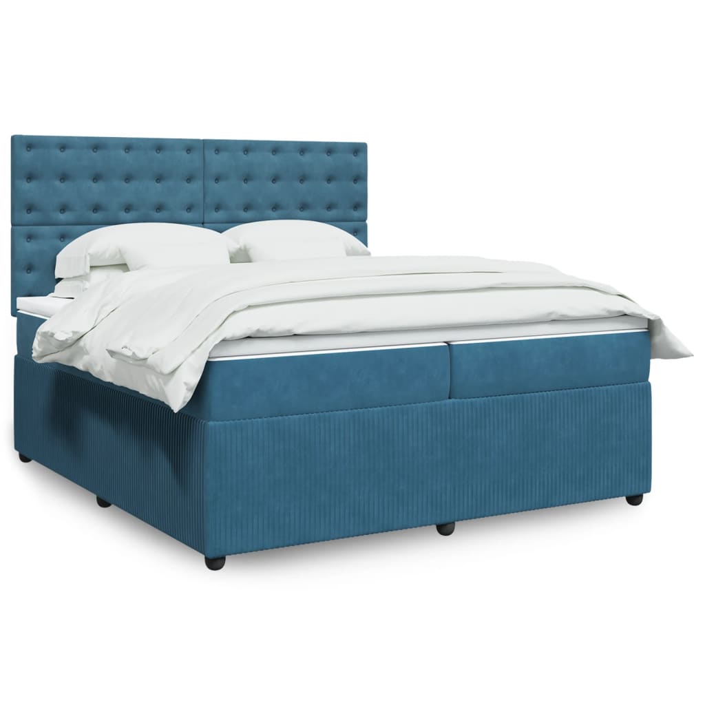 Boxspringbett mit Matratze Blau 200x200 cm Samt