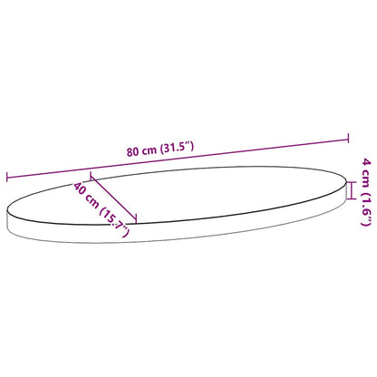 Tischplatte 80x40x4 cm Massivholz Eiche Oval