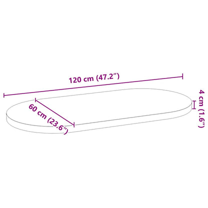 Tischplatte 120x60x4 cm Massivholz Eiche Oval