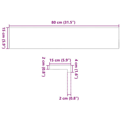 Fensterbänke 2 Stk. Unbehandelt 80x15x2 cm Massivholz Eiche