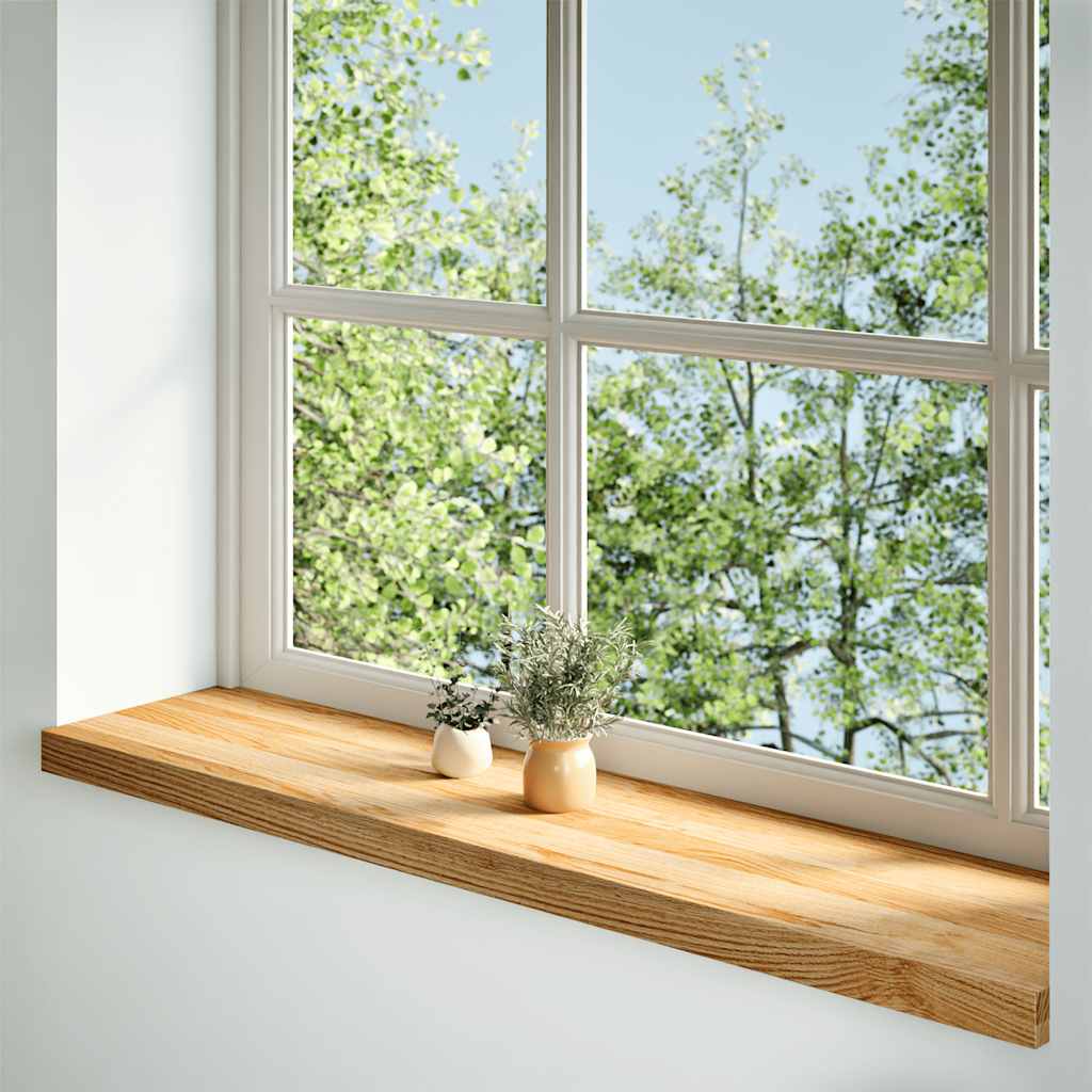 Fensterbänke 2 Stk. Hellbraun 100x25x2 cm Massivholz Eiche