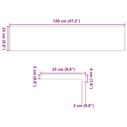 Fensterbänke 2 Stk. Hellbraun 120x25x2 cm Massivholz Eiche