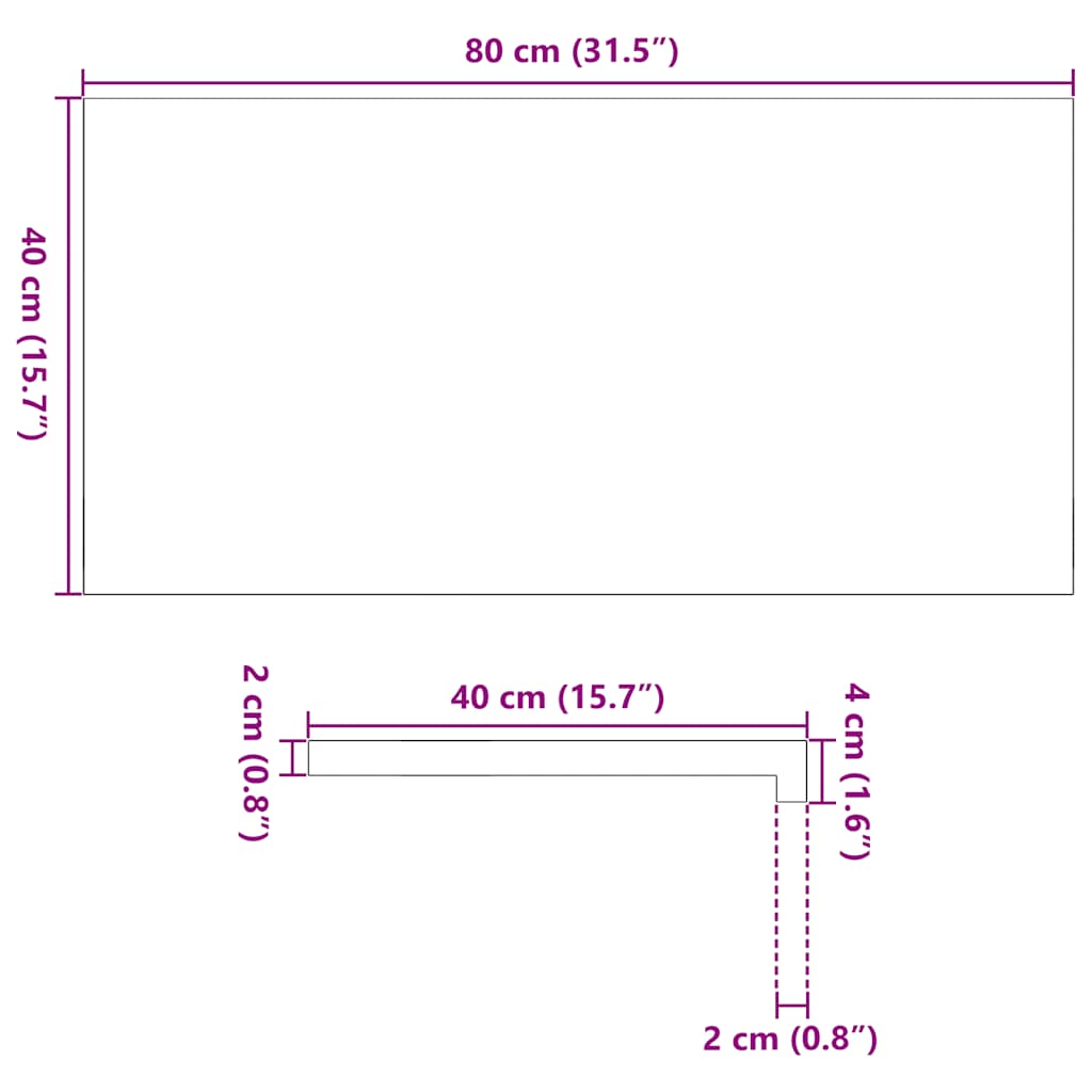 Fensterbänke 2 Stk. Dunkelbraun 80x40x2 cm Massivholz Eiche