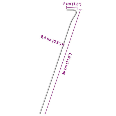 Zeltheringe 50 Stk. 30 cm Ø4 mm Verzinkter Stahl