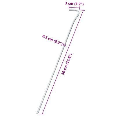 Zeltheringe 50 Stk. 30 cm Ø5 mm Verzinkter Stahl