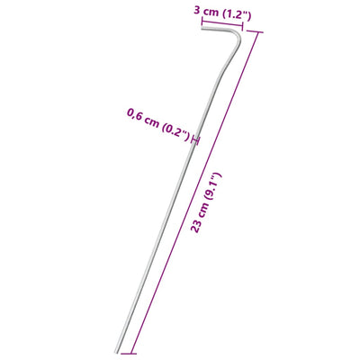 Zeltheringe 50 Stk. 23 cm Ø3 mm Verzinkter Stahl