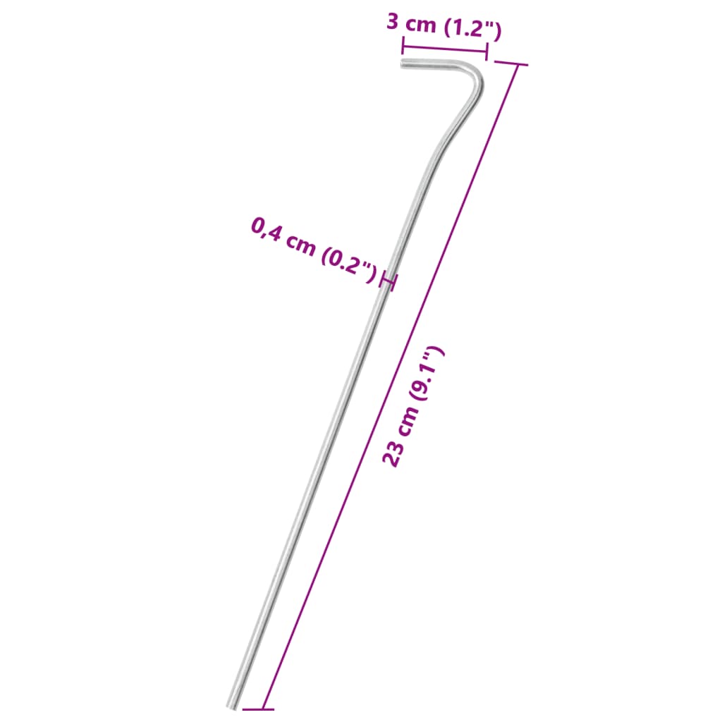 Zeltheringe 25 Stk. 23 cm Ø4 mm Verzinkter Stahl