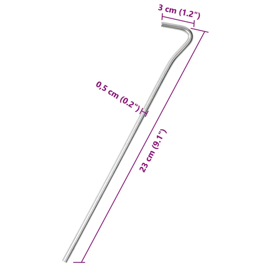 Zeltheringe 50 Stk. 23 cm Ø5 mm Verzinkter Stahl