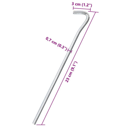 Zeltheringe 50 Stk. 23 cm Ø7 mm Verzinkter Stahl