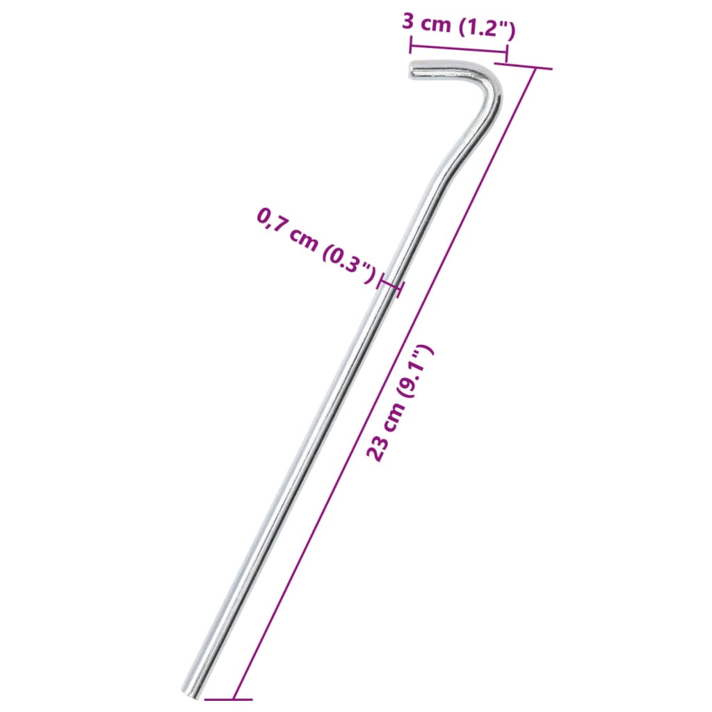 Zeltheringe 50 Stk. 23 cm Ø7 mm Verzinkter Stahl