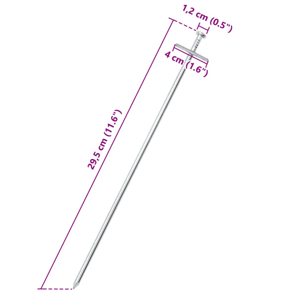 Zeltheringe 24 Stk. 29,5 cm Ø6 mm Verzinkter Stahl