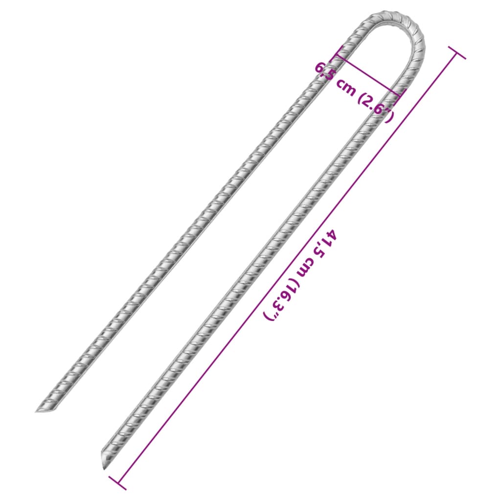 Zeltheringe 6 Stk. U-Form 41,5 cm Ø12 mm Verzinkter Stahl