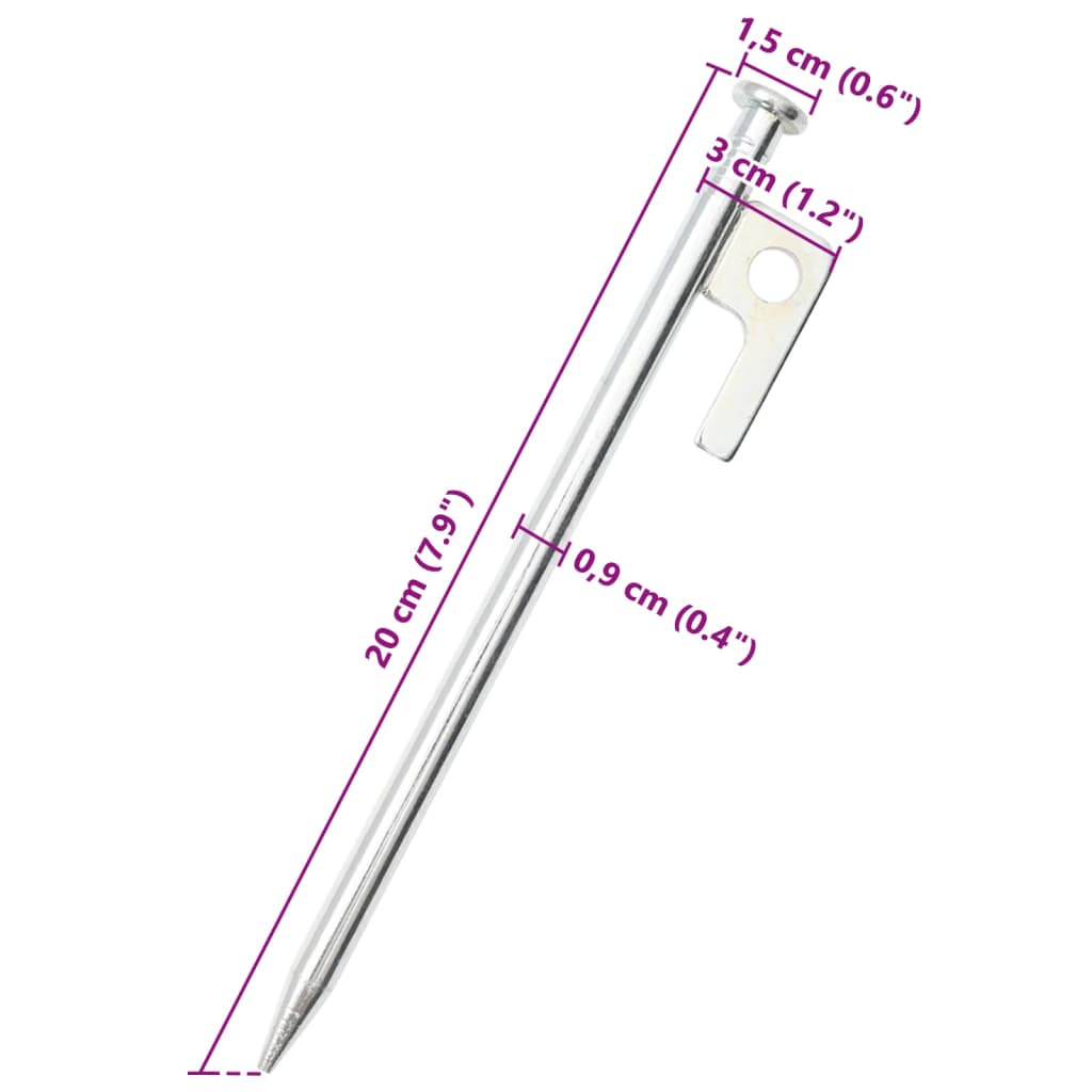 Zeltheringe 24 Stk. 20 cm 9 mm Verzinkter Stahl