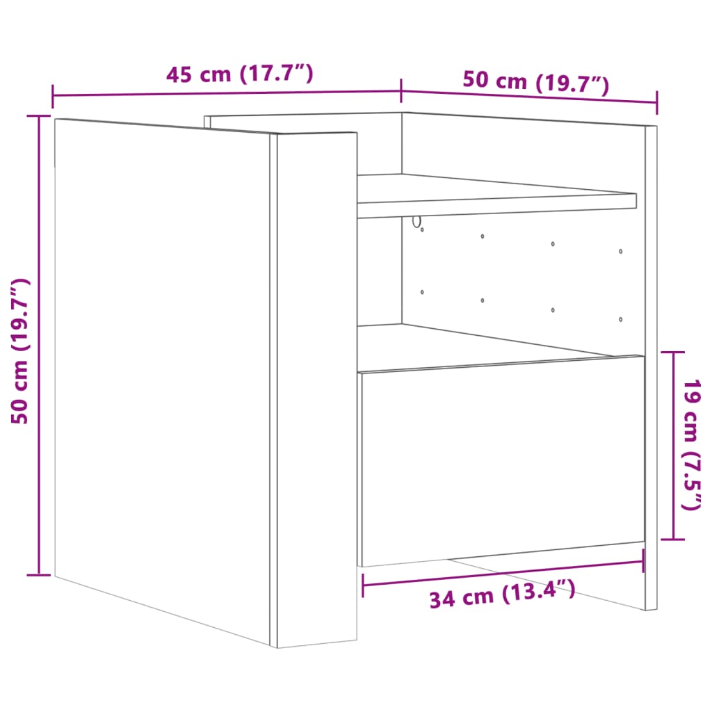 Nachttisch Betongrau 45x50x50 cm Holzwerkstoff