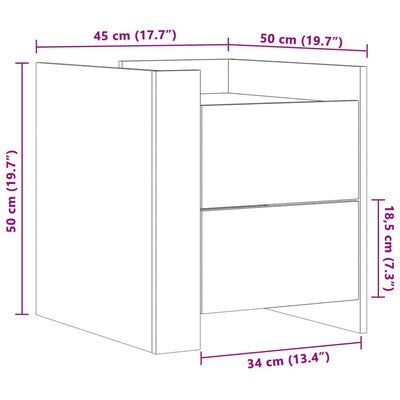 Nachttisch Betongrau 45x50x50 cm Holzwerkstoff