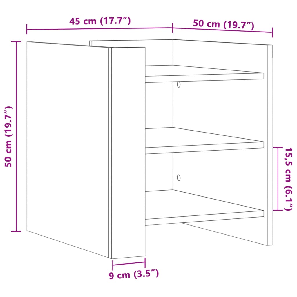 Nachttisch Grau Sonoma 45x50x50 cm Holzwerkstoff