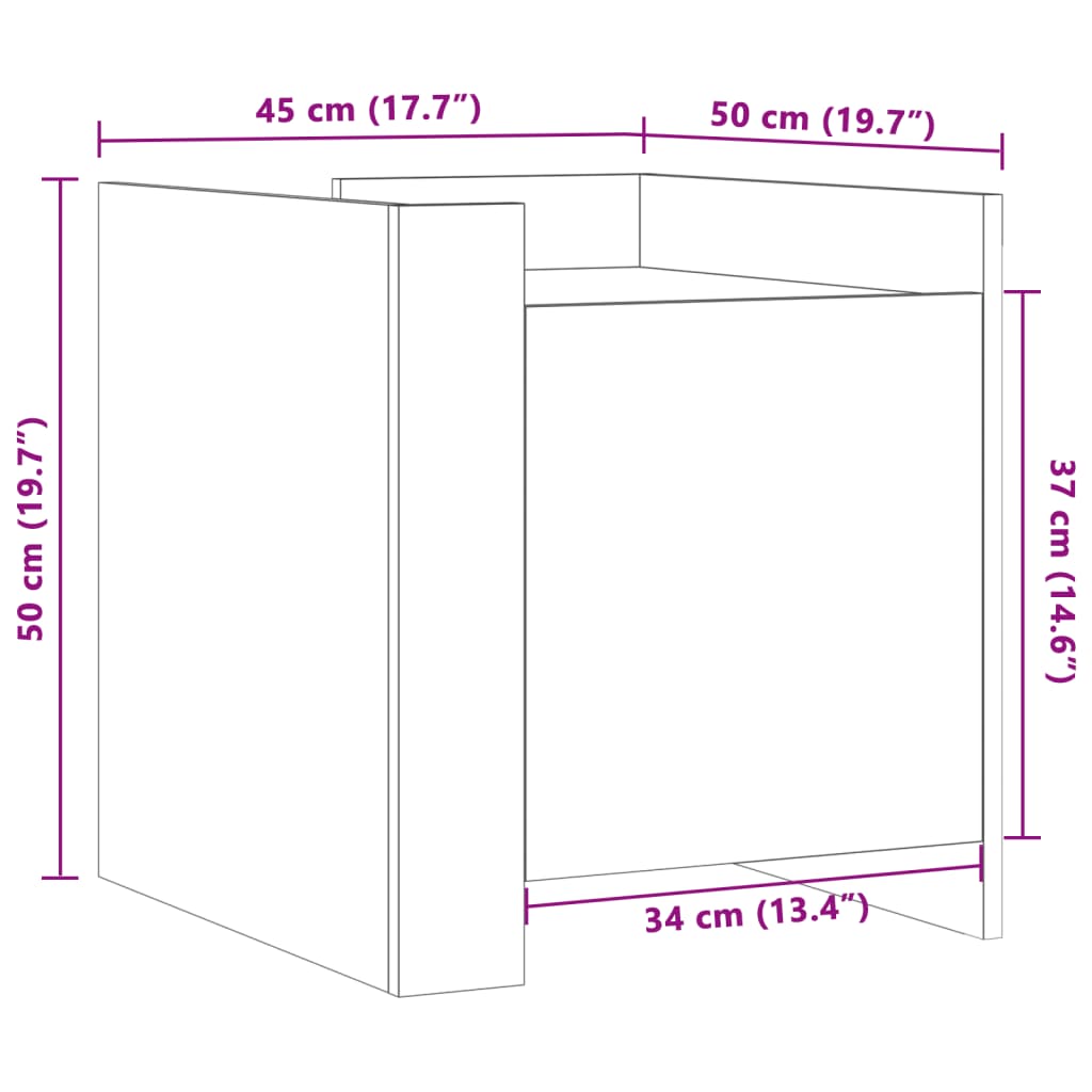 Nachttisch Grau Sonoma 45x50x50 cm Holzwerkstoff