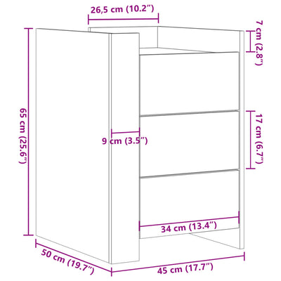 Nachttisch Betongrau 45x50x65 cm Holzwerkstoff