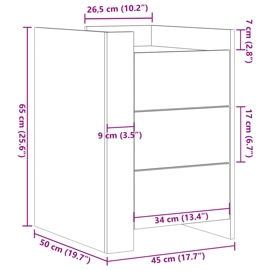 Nachttisch Braun Eichen-Optik 45x50x65 cm Holzwerkstoff