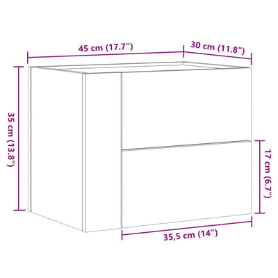 Wand-Nachttisch Schwarz 45x30x35 cm