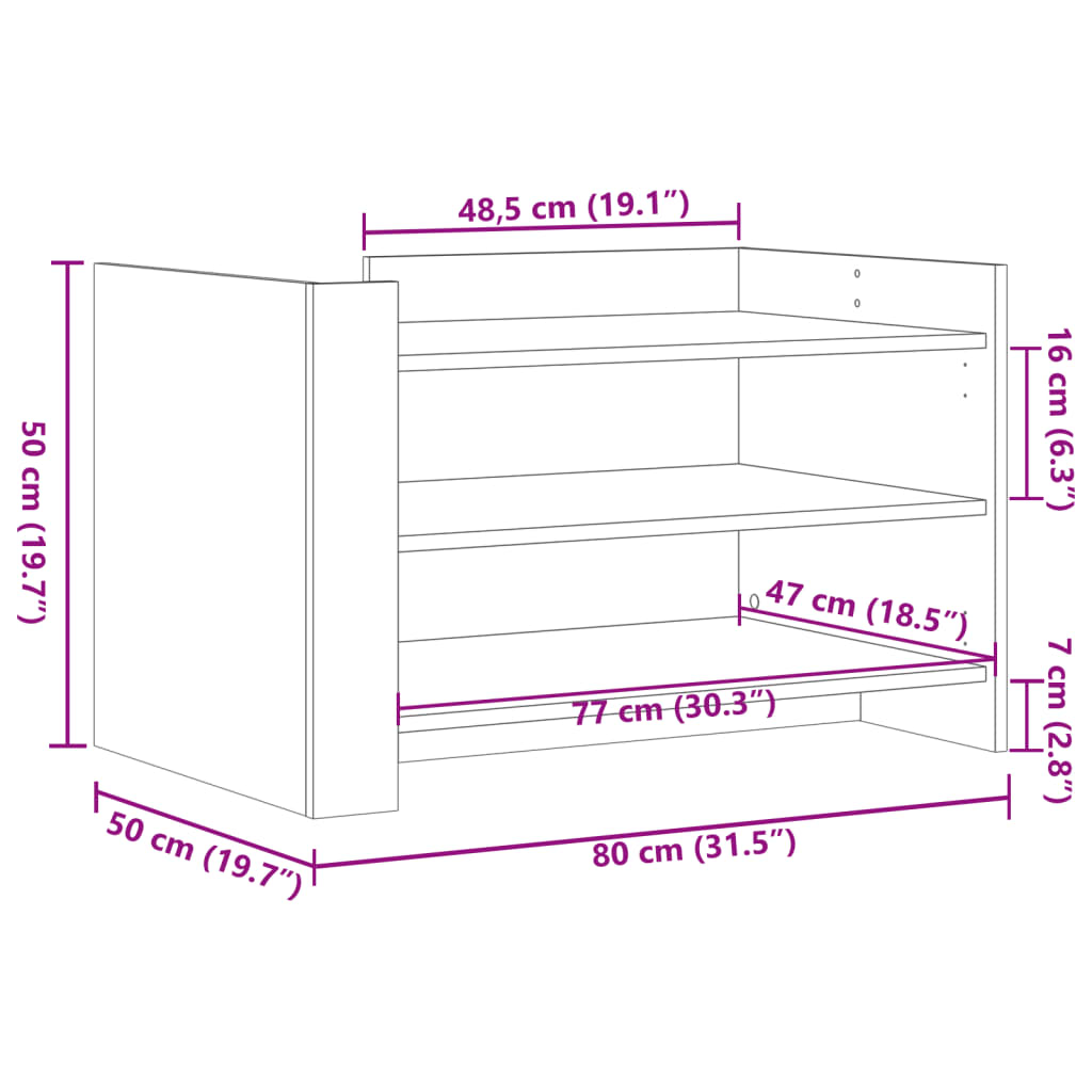 Couchtisch Betongrau 80x50x50 cm Holzwerkstoff