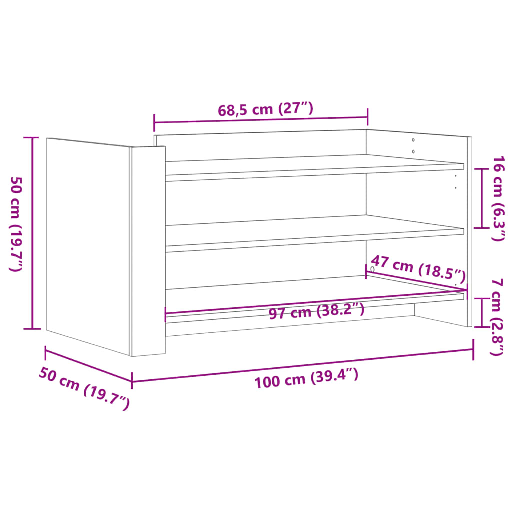 Couchtisch Grau Sonoma 100x50x50 cm Holzwerkstoff