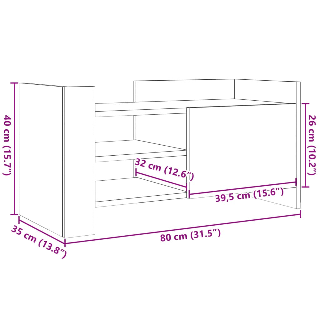 TV-Schrank Betongrau 80x35x40 cm Holzwerkstoff