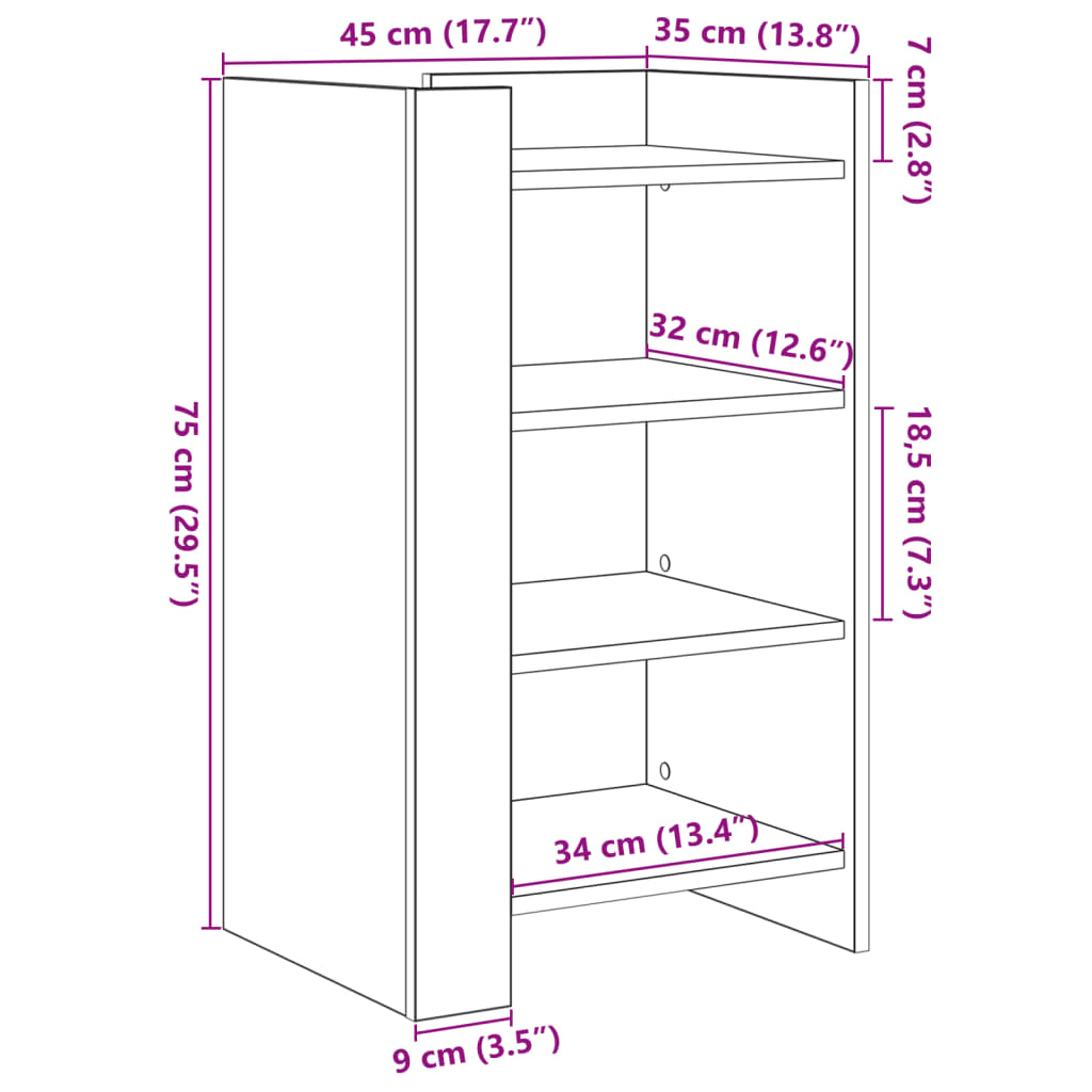 Sideboard Betongrau 45x35x75 cm Holzwerkstoff