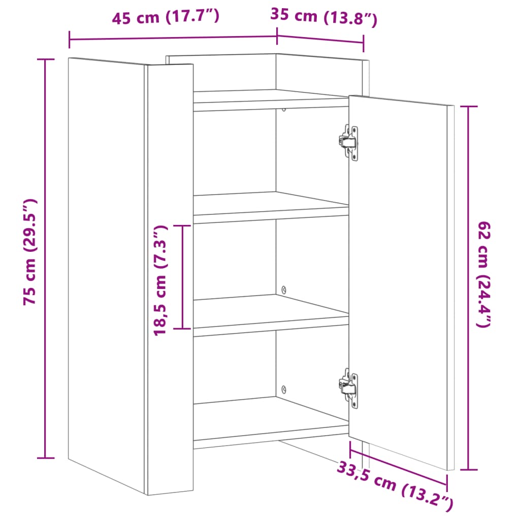 Sideboard Sonoma-Eiche 45x35x75 cm Holzwerkstoff