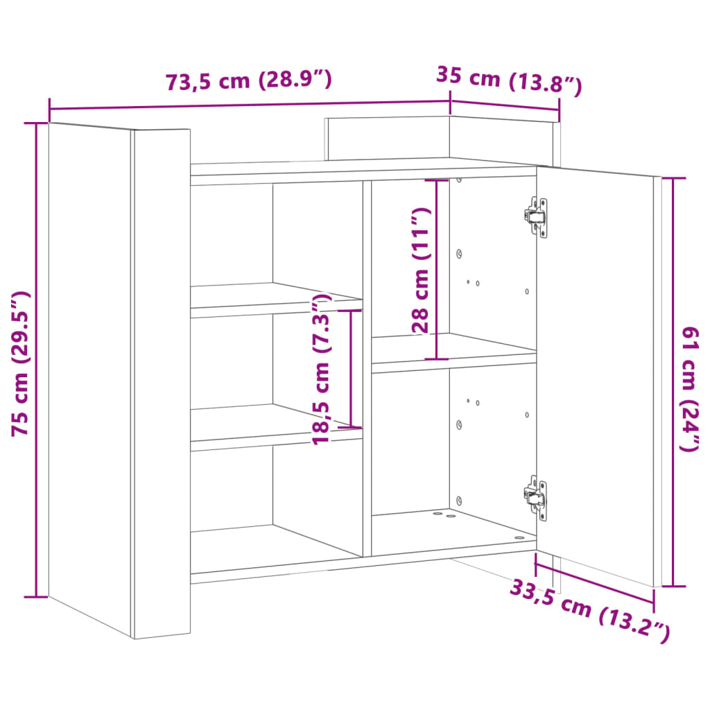 Sideboard Weiß 73,5x35x75 cm Holzwerkstoff