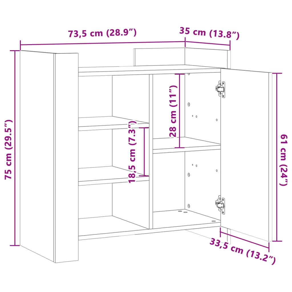 Sideboard Betongrau 73,5x35x75 cm Holzwerkstoff