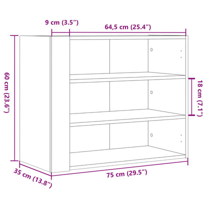 Wandregal Weiß 75x35x60 cm Holzwerkstoff