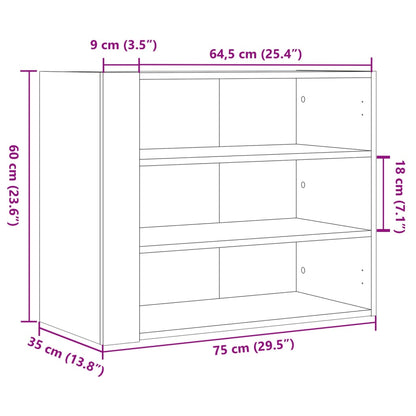 Wandregal Schwarz 75x35x60 cm Holzwerkstoff