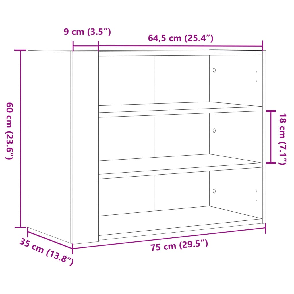 Wandregal Sonoma-Eiche 75x35x60 cm Holzwerkstoff