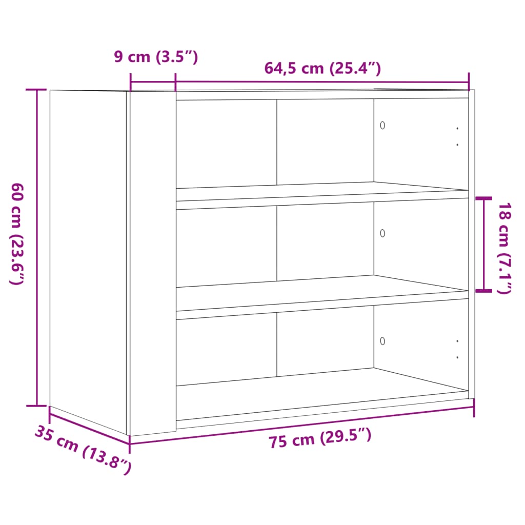 Wandregal Betongrau 75x35x60 cm Holzwerkstoff