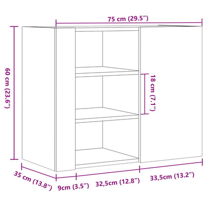 Wandregal Weiß 75x35x60 cm Holzwerkstoff