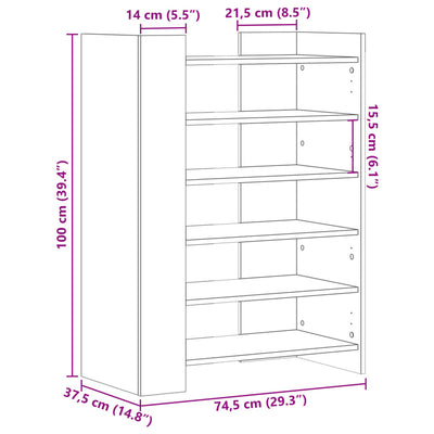 Schuhschrank Weiß 74,5x37,5x100 cm Holzwerkstoff